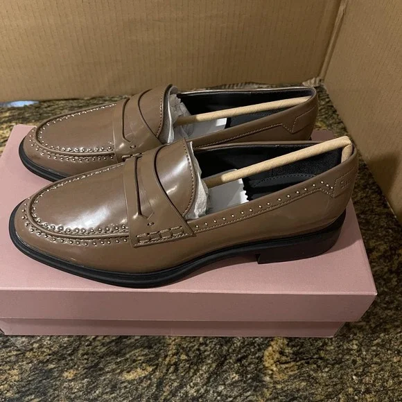 Franco Sarto A-Eden Studs Shoes Womens Size 7 Brown Loafers Studded J0852S1200 - Picture 5 of 16